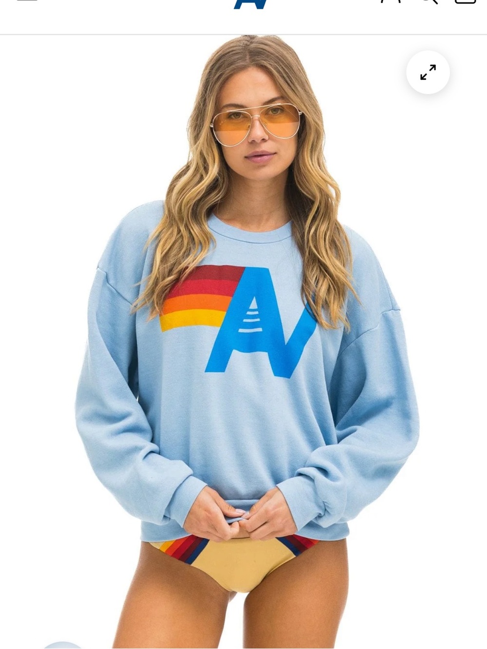 Aviator Nation Logo Relaxed Crew Sweatshirt-Ice size XL